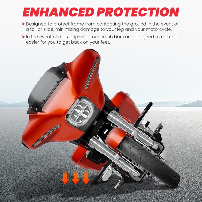 kekykm Motorcycle Engine Guard Crash Bar Compatible with Harley Davidson Touring Street Glide Road Glide Road King Electra Glide Ultra Limited Flat Out Bar Black 2014-Up - Image 5